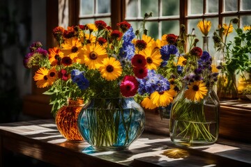 Obraz na płótnie Canvas flowers in the window