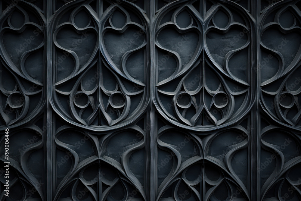 Poster sophisticated black classical 3d pattern. gothic ornament. inspired by the gothic architecture. back