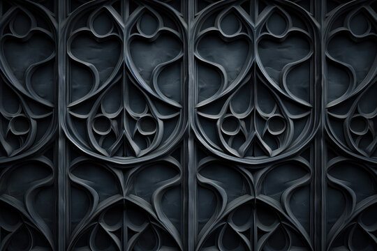 Sophisticated black classical 3d pattern. Gothic ornament. inspired by the gothic architecture. Background image. Created with Generative AI technology.