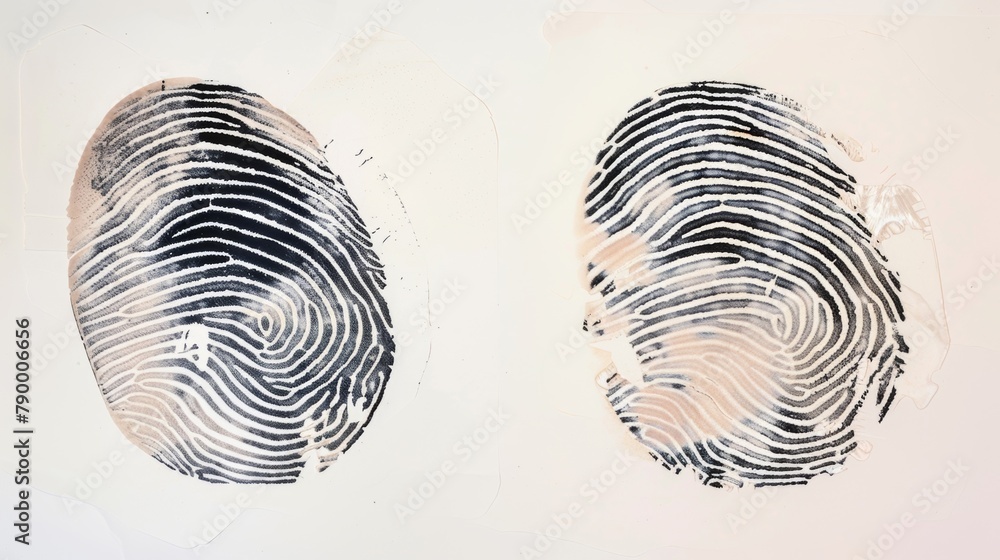 Poster a sidebyside comparison of two identical fingerprints with the intricate patterns and ridges shown t