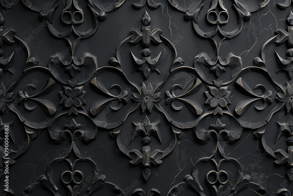 Poster sophisticated black classical 3d pattern. gothic ornament. inspired by the gothic architecture. back