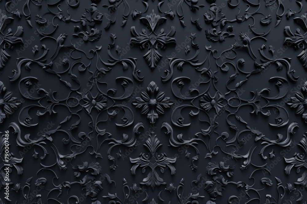 Poster sophisticated black classical 3d pattern. gothic ornament. inspired by the gothic architecture. back