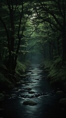 Obraz premium The creation myth of a milk-fed river in Forest Green, birthing the first Batbout and Kofta, twilight whispers