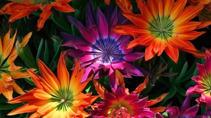 Obraz premium Background of African fresh beautiful different kind of colored flowers. AI generated.