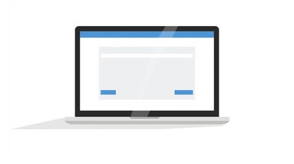 Simplified illustration of a laptop with an open web browser, representing concepts of internet, technology and simplicity.