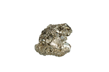 pyrite mineral stone macro on white background