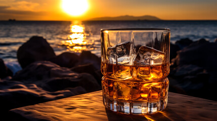 whiskey beverage on background
