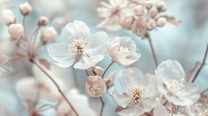 Diverse views of untamed pale blossoms
