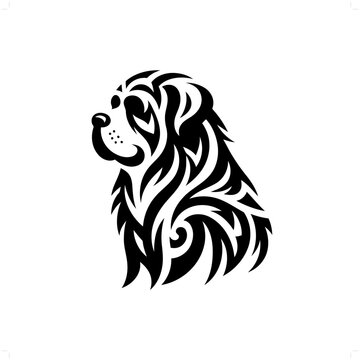 st. bernard dog in modern tribal tattoo, abstract line art of animals, minimalist contour. Vector