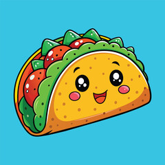 Hand drawn taco cartoon illustration