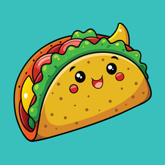 Hand drawn taco cartoon illustration