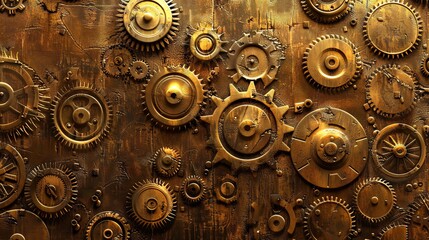 Steampunk cogs gears rust background