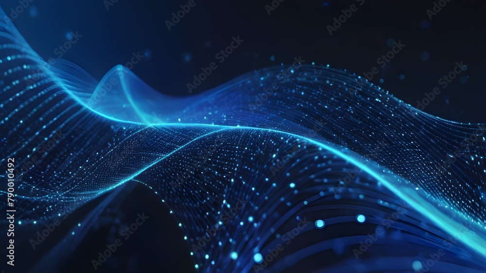 Poster abstract blue wave background with flowing lines and curves