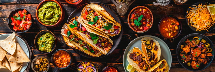 spread of traditional mexican dish enchilada