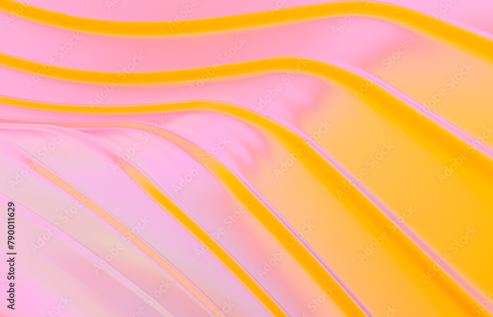 Aufkleber Abstract vivid summer geometric line curve shape background. 3d rendering.