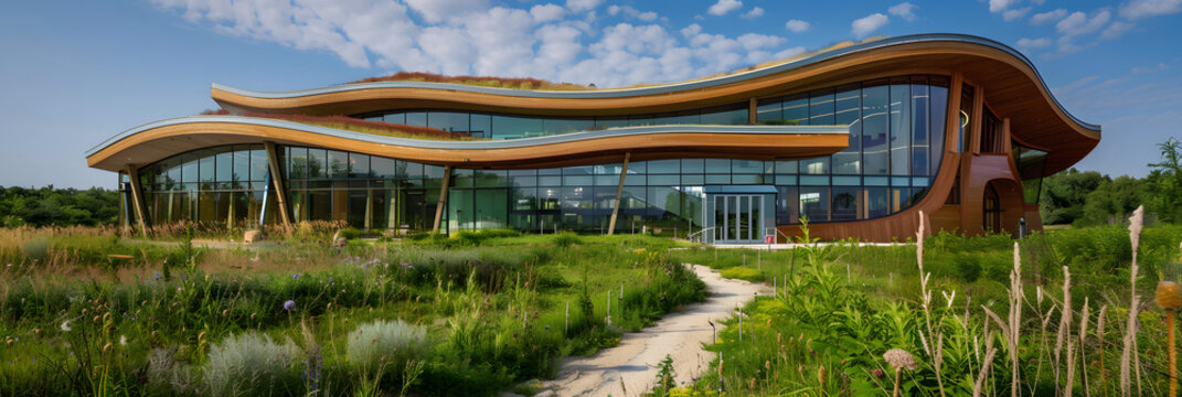 Organic architecture principles applied in a new public building, enhancing environmental fit and sustainability