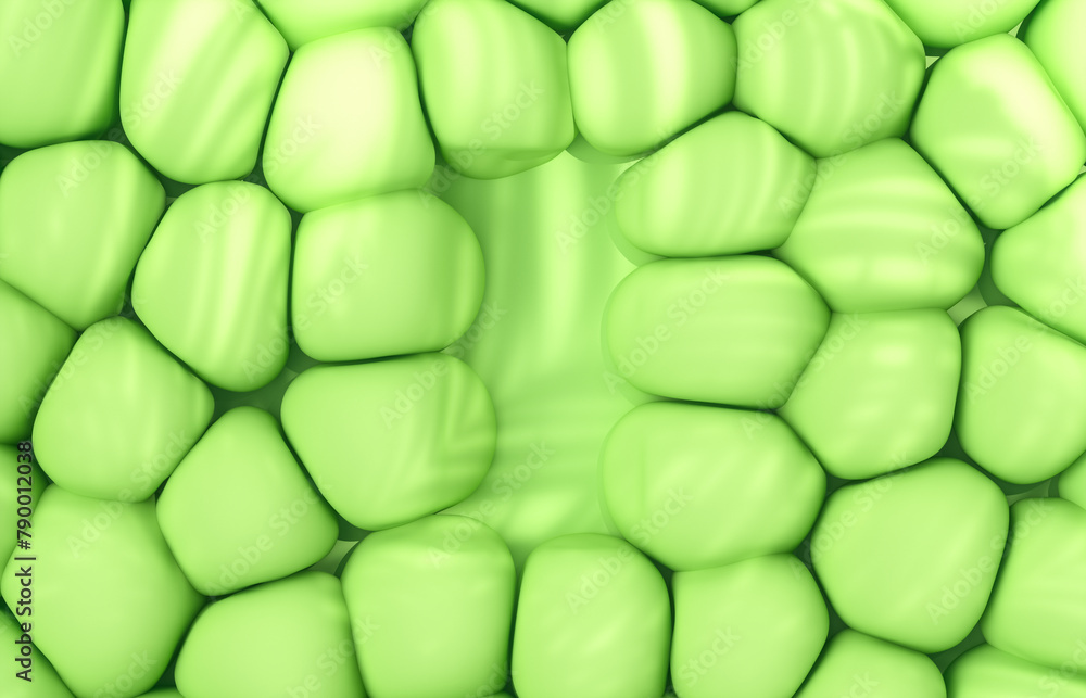Aufkleber abstract podium for product display with soft bubbles and palm leaf shadow overley. 3d rendering.