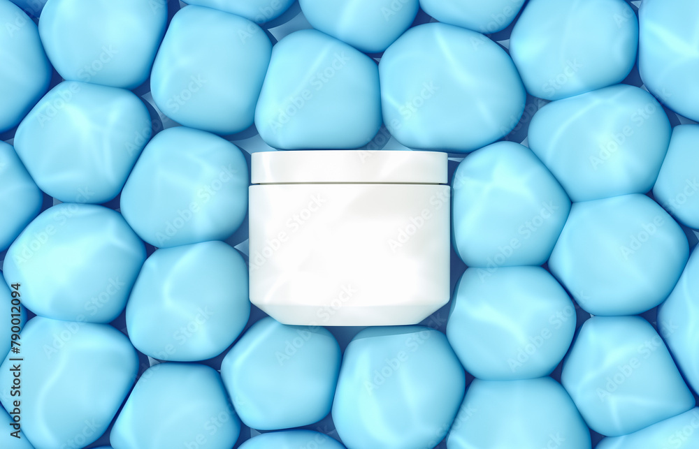 Aufkleber abstract podium for product display with soft bubbles and water caustic light overley. 3d rendering.