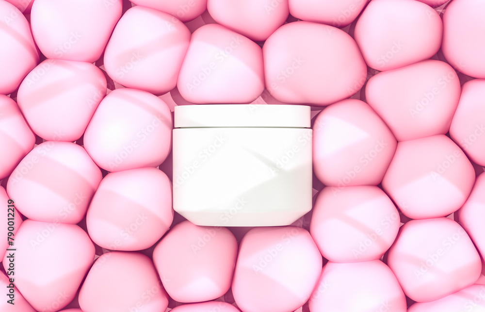 Aufkleber abstract podium for product display with soft bubbles and window light overley. 3d rendering.