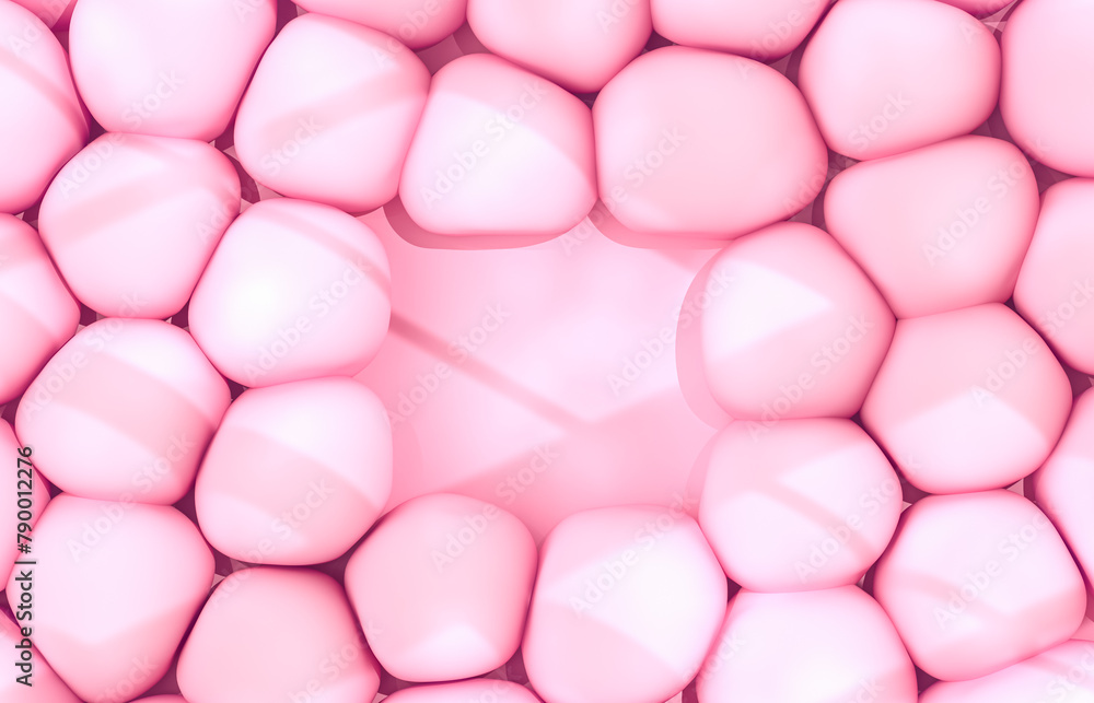 Aufkleber abstract podium for product display with soft bubbles and window light overley. 3d rendering.