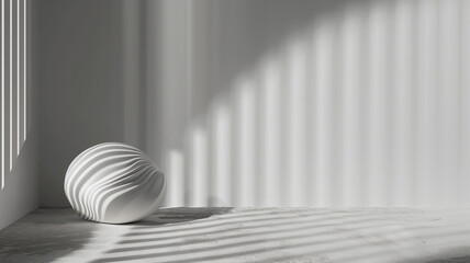 Smooth wall with a gradient and a textured object casting a distorted, abstract shadow
