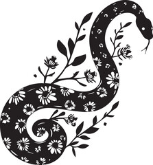Floral snake silhouette with intricate designs