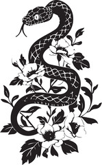 Floral snake silhouette with intricate designs