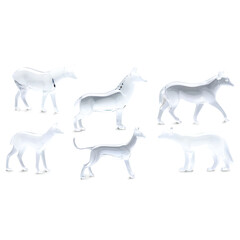 A collection of delicate glass figurines of various animals Transparent Background Images 