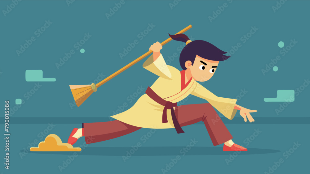 Poster an animated gif showing how to use martial arts techniques to quickly and effortlessly sweep and mop