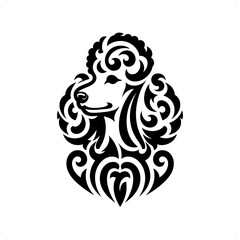 Poodle dog in modern tribal tattoo, abstract line art of animals, minimalist contour. Vector