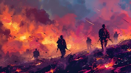 Abstract illustration of a battlefield - obrazy, fototapety, plakaty