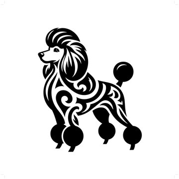 recommend clip art: Poodle dog in modern tribal tattoo, abstract line art of animals, minimalist contour. Vector