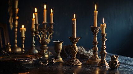 Antique Brass Candleholders