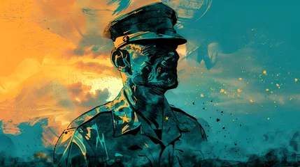 Foto op Canvas Stylized illustration of a war veteran © Alina