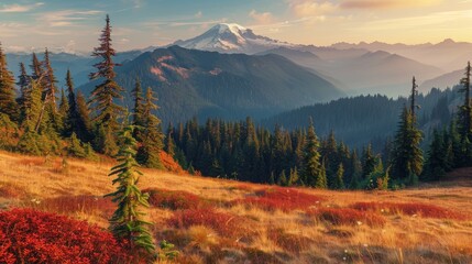 Majestic Mountain Range and Trees