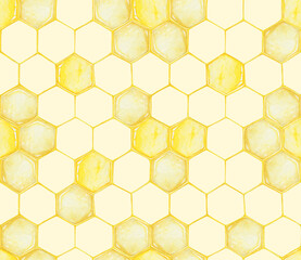 honeycomb watercolor seamless pattern