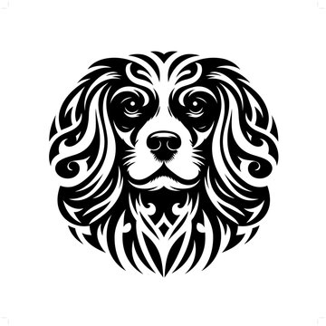 recommend clip art: Cavalier Spaniel dog in modern tribal tattoo, abstract line art of animals, minimalist contour. Vector