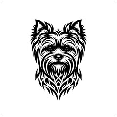 Yorkshire Terrier dog in modern tribal tattoo, abstract line art of animals, minimalist contour. Vector