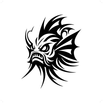 recommend clip art: Anglerfish in modern tribal tattoo, abstract line art of animals, minimalist contour. Vector
