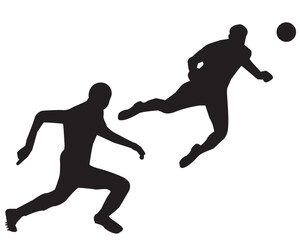 Fototapeta na wymiar Soccer player silhouette. Vector illustration.White background.