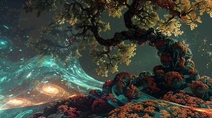 Naklejka na ściany i meble Abstract render of a magical fantasy tree