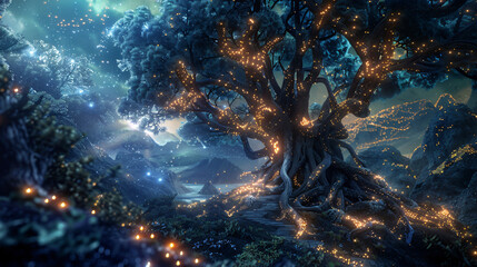 Fototapeta na wymiar Abstract render of a magical fantasy tree
