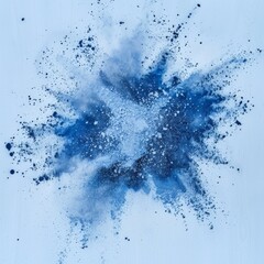 blue gray color powder explosion splash with freeze isolated on background, abstract splatter of colored dust powder