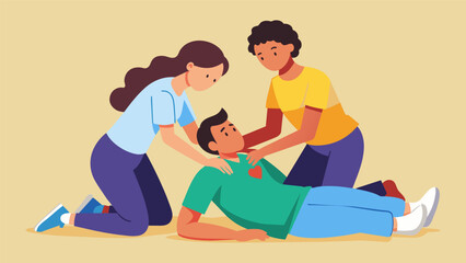 Learn how to perform the Heimlich maneuver control ing and assist someone in shock in our handson safety and first aid workshop. - obrazy, fototapety, plakaty