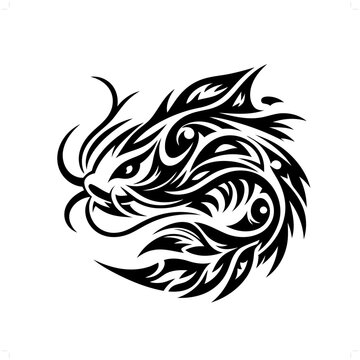 recommend clip art: Catfish in modern tribal tattoo, abstract line art of animals, minimalist contour. Vector