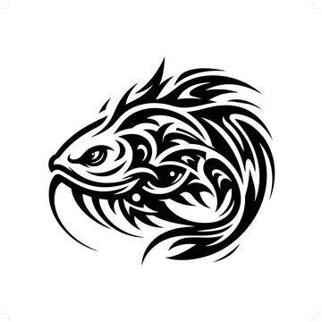 recommend clip art: Catfish in modern tribal tattoo, abstract line art of animals, minimalist contour. Vector