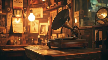 Old-fashioned Record Player - obrazy, fototapety, plakaty