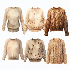 set of women's knitted sweaters сreated with Generative Ai