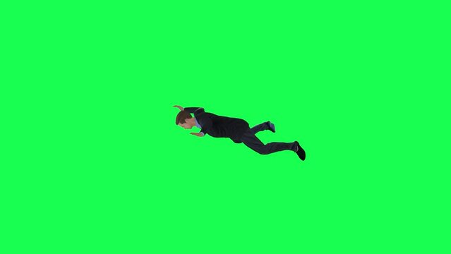 3d suit man falling from the height right angle chroma key green screen  render people chroma key animation person crowd walking and talking
