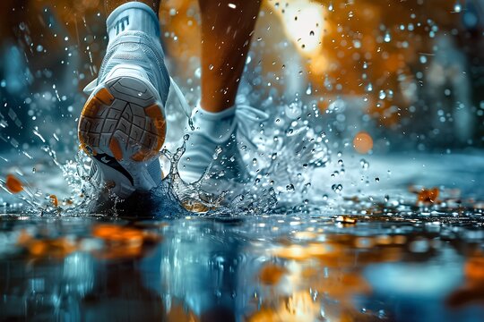 Rainy Run Sneakers Racing Through Storm, Keep Evolving